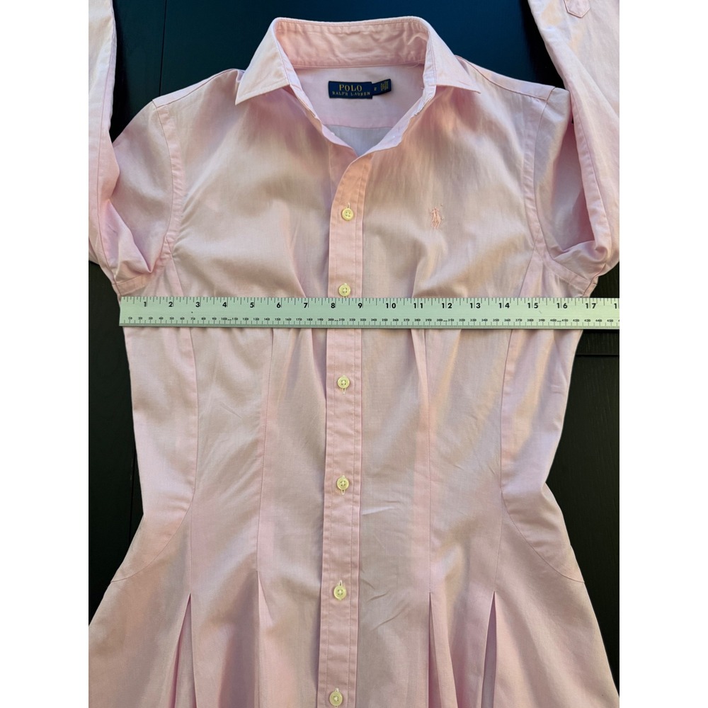 Ralph Lauren Tailored Fit Shirt Dress Womens Size 2 Pink Cotton Preppy Button-Up - Picture 13 of 14